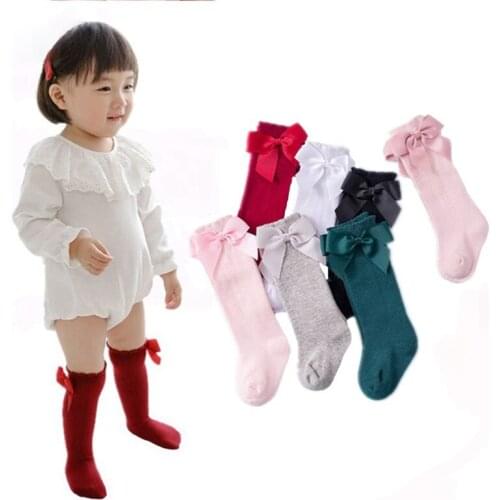 Baby Socks Childrens Socks For Girls Newborn Cheap Stuff Infant Kids Socks Bow Knee High Long Soft Cotton Spring Autumn
