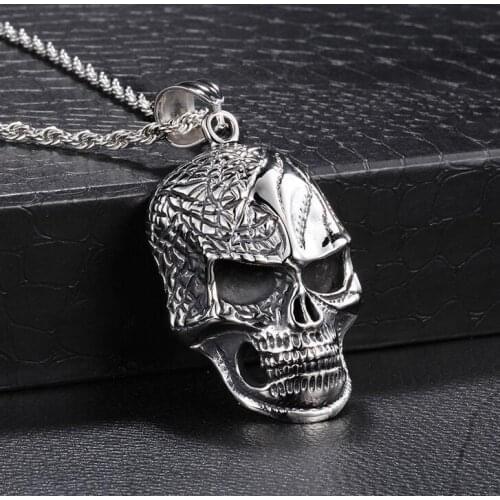 2017 New Hot Sale Fashion Jewelry Cool Skull Chain Mens Titanium Stainless Steel Necklaces Pendants For Men/boys best friends