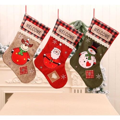 2022 New Year Christmas Stocking Sack Xmas Gift Candy Bag Noel Christmas Decorations for Home Navidad Sock Christmas Tree Decor
