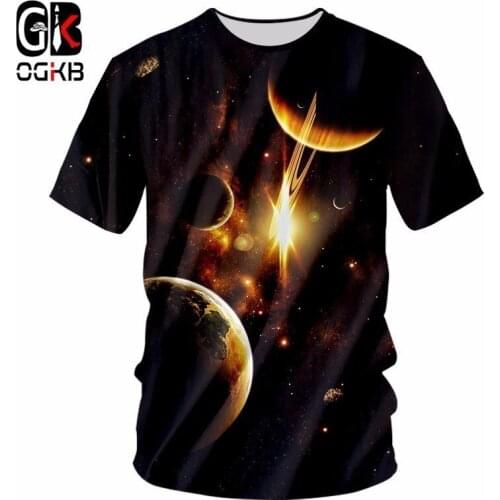 OGKB Plus Size Tshirt 7XL Men Cool Print Galaxy Space 3D T-shirt Man Hiphop Streetwear Punk Tee Shirt O Neck Casual T Shirts