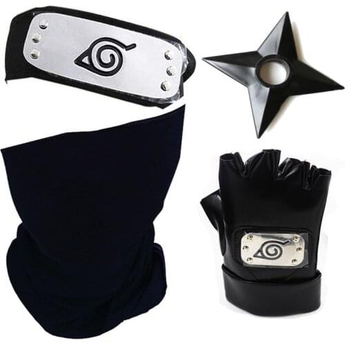 Anime Kakashi Ninja Gloves Cosplay Costumes Accessories Kakashi Mittens apparel Around Props Ninja Glove PU Hat