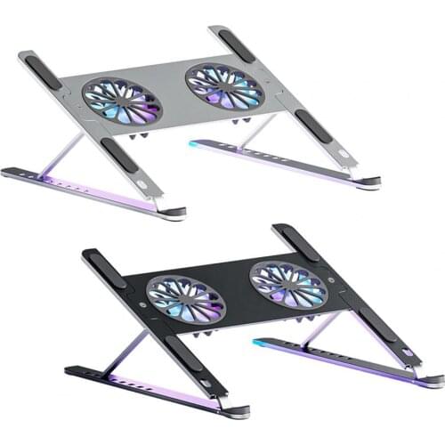 Laptop Holder Strong Bearing Capacity Multifunctional Foldable Laptop Standing Rack with Cooling Fan for Office