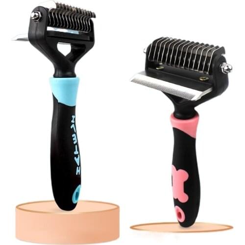 Cat Hair Removal Comb Pet Fur Knot Cutter Dog Grooming Shedding Tools Brush Pet Products Suppliers Double-Sided Two Patterns