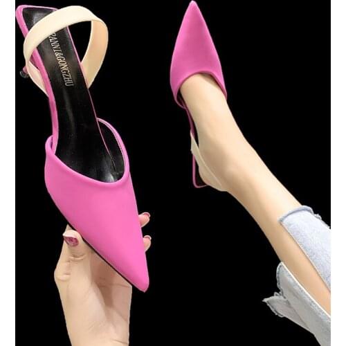 2021 Brand Women Shoes Simple Fashion Summer Sandals Women Pointed Toe High Heels Casual Party Shoes Woman Slingback Sandal