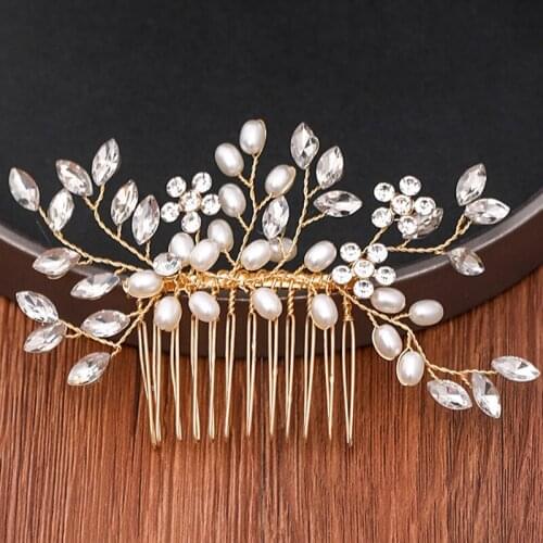 Wedding Hair Accessories Tiara Crystal Pearl Bridal Hair Comb Head Ornaments Rhinestone Wedding Hair Comb Jewelry Headpiece