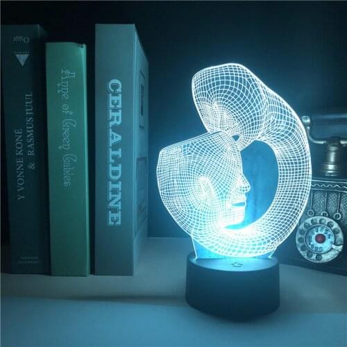Rubin Vase USB LED Night Lights Color Changing 3D Nightlight Kids Bedroom Atmosphere Decor Desk Lamp APP Control Special Gifts
