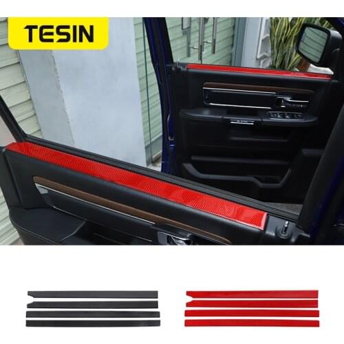 TESIN Car Window Inner Door Panel Decoration Cover Stickers for Dodge RAM 2010 2011 2012 2013 2014 2015 Car Interior Accessories