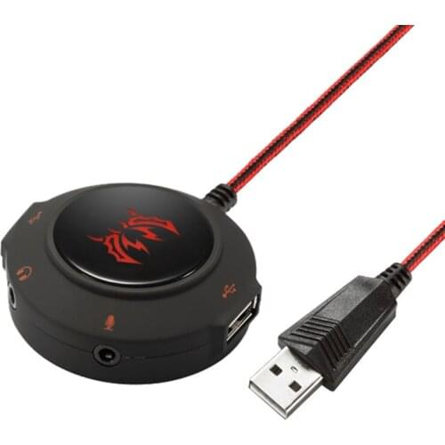 USB 2.0 Hub Free Drive Sound Card External Adapter with Headphone Microphone Jack for Computer Laptop Mobile Phone Notebook