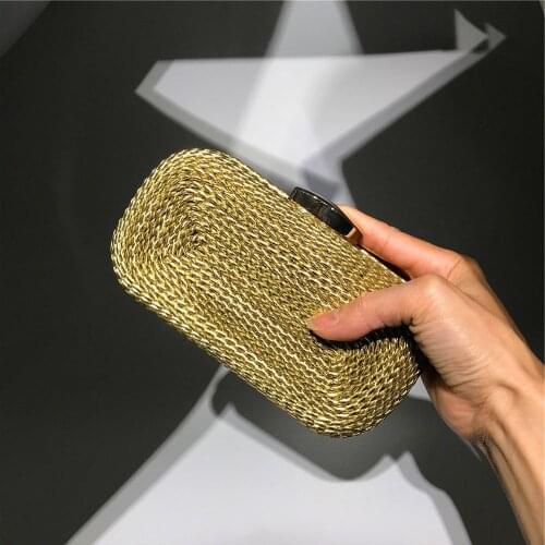 Vintage Knitted Women Evening Bags Straw Lady Handbags With Handbags Party Wedding Dinner Day Clutches