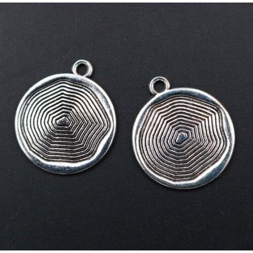 WKOUD 10pcs Silver Color Metal Tree Ring Alloy Pendant Vintage Necklace Bracelet DIY Jewelry Handmade Accessories A1781