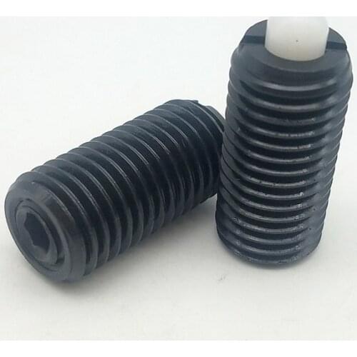 1pcs M10-M16 Allen latch head positioning screw hex socket nylon convex pin spring plunger bolts black color bolt