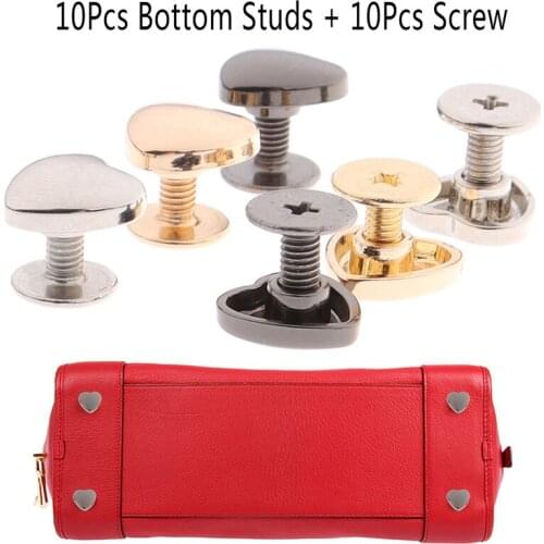 10Sets/lot Wear Protection Bag Bottom Studs Rivets For Bag Feet Screw DIY Buttons Screw For Bags Hardware Belt Accessories