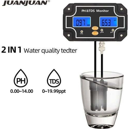 2 in 1 PH TDS Tester PH/TDS-2683 Water Quality Tester TDS Meter Waterproof Double Display Tester for Aquarium Pool Spa 40%OFF