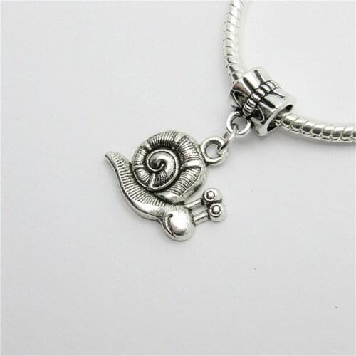 New 25pcs Snails Charm Big Hole Bead European Pendant Fit For Pandora Style Bracelets Necklace DIY Metal Jewelry Making