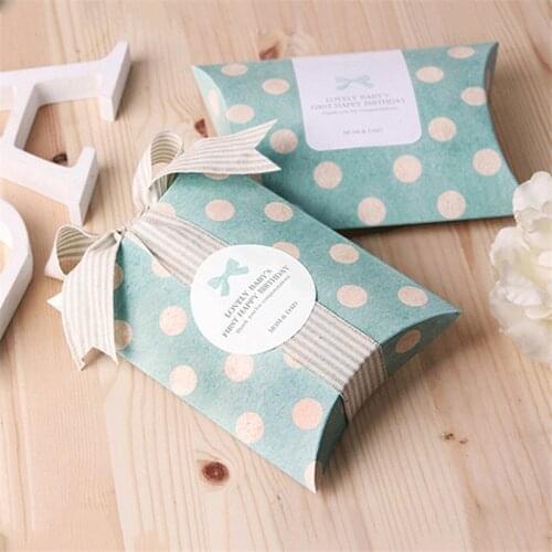 20pcs/lot Retro Green Wave Point Exquisite Jewelry Gift Pillow Box Wedding Party Favor Candy Box Simple Christmas Gift Box