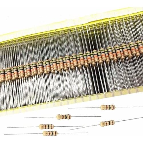 200PCS 1/4W Carbon Film Resistors 5% 1R-10M 10R 47R 100R 220R 1K 10K 4K7 100K 560K 1M 3M3 ohm Color Ring Resistance