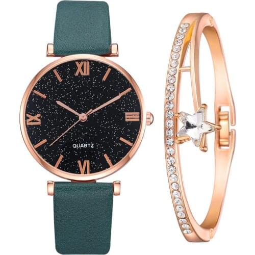 2020 Fashion Starry Sky Ladies Bracelet Watch Casual Leather Quartz Wristwatch Women Watches Bracelet set Clock Relogio Feminino