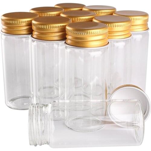 24 pieces 30ml 30*70mm Glass Bottles with Golden Aluminum Lids Glass Jars Glass Vials for Wedding Crafts Gift