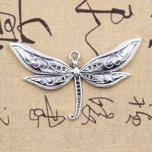 3pcs Charms Big Dragonfly 40x80mm Antique Silver Color Pendants DIY Crafts Making Findings Handmade Tibetan Jewelry