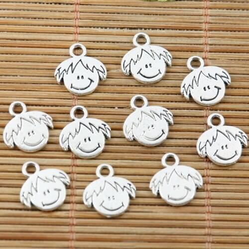 30pcs tibetan silver tone 2sided boy head charms EF2205