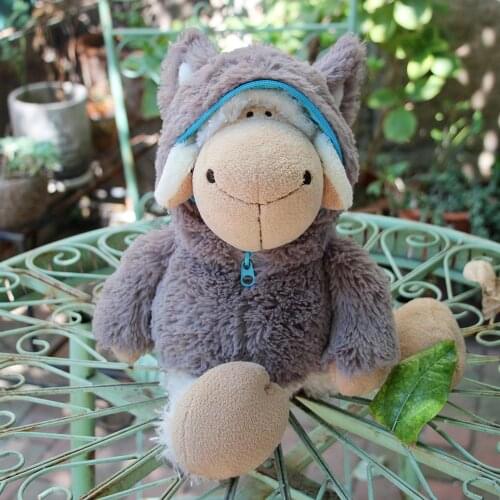 35cm Grey Wolf in the hat Blood Beast North America Plush Toys Simulation Stuffed Toys Cute Animal Plush Dolls for Kids Gifts