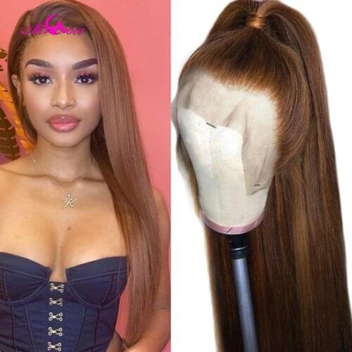 Ali Coco Orange Brown Colored Straight Lace Front Wig Pre Plucked Human Hair Wigs Transparent Lace Brazilian For Black Women