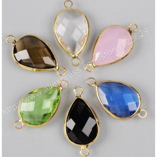 BOROSA 20pcs Druzy Multi-stone Faceted Drop Gold Edge Connector WX064 Drusy Jewelry DIY For Necklace Free Shipping