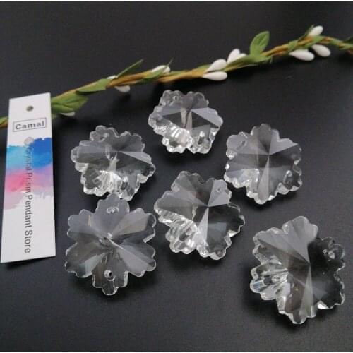 Camal 20pcs Clear 30mm Snowflake Crystal Loose Bead 2 Holes Prisms Hanging Lamp Part Chandelier Wedding Party Curtain Home Decor