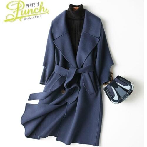 Double Wool Coat Women Sided Long Jacket Korean Spring Autumn Ladies Coats and Jackets Abrigo Mujer 2021 KQN47126-4 KJ2422