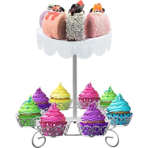 Two Tier Cupcake Stands Cake Decoration Stands for Wedding Kids Birthday Tools Candy Dessert Food Display Tray Bakeware Tools
