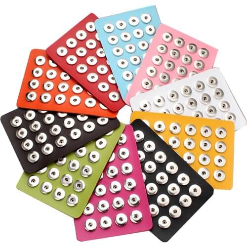Hot Snap Button Jewelry Black Genuine Leather 18MM &12MM Snap Button Display For 24pcs & 30pcs DIY Jewelry Soft Displays Holder