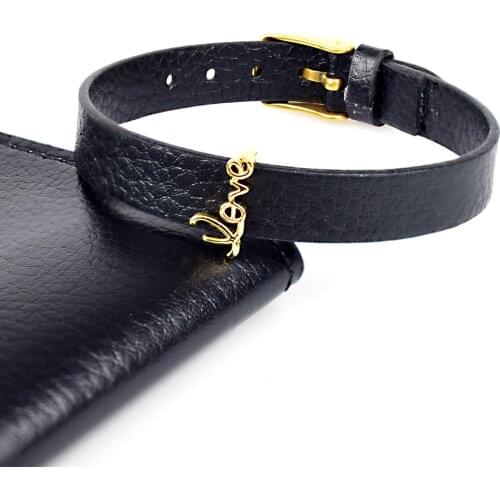 Love Letter Leather Bracelet for Woman Man with Charm Fashion Jewelry