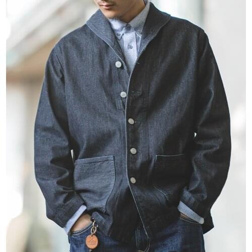 Tooling Jackets джинсовая куртка Mens American Casual Blue Washed Denim Jacket Navy Amekaji Vintage streetwear Jacket