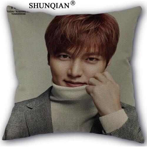 Lee min ho Pillowcase Custom Cotton Linen Square Decorative Pillow Cases Cover Zippered 45x45cm one side