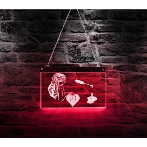 Nail Salon LED Neon Sign Beauty Nail Shop Decorative Colorful Changing light LED Acrylic Board Room Decor