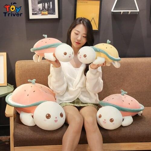 Kawaii Fruit Turtle Tortoise Pillow Cushion Stuffed Animals Doll Plush Toy Triver Baby Kids Girl Boy Children Gift Decorations