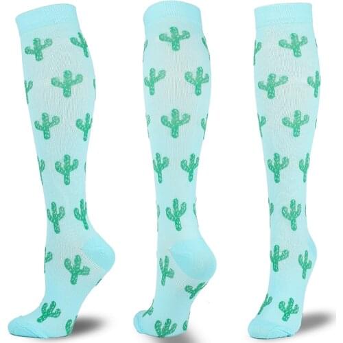 Multi-color Women Men Long Compress Socks Stretch Breathable Outdoor Party Elastic Nursing Calf Socks Female Knee High Stockings