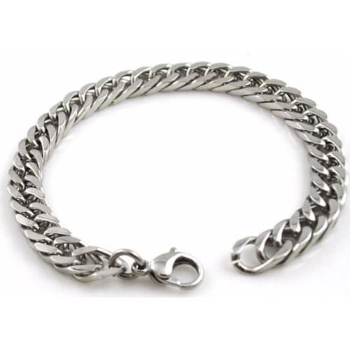 8-14mm Stainless Steel Mens Bracelet Gold Silver Plated Cuban Link Chain Hand Accessory Wholesale Hip Hop Jewelry Punk Gift