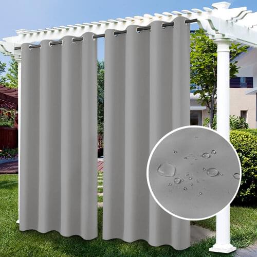 Outdoor Waterproof Patio Curtains Indoor Blackout Curtain for Living Room Bedroom Pavilion Terrace Garden Porch
