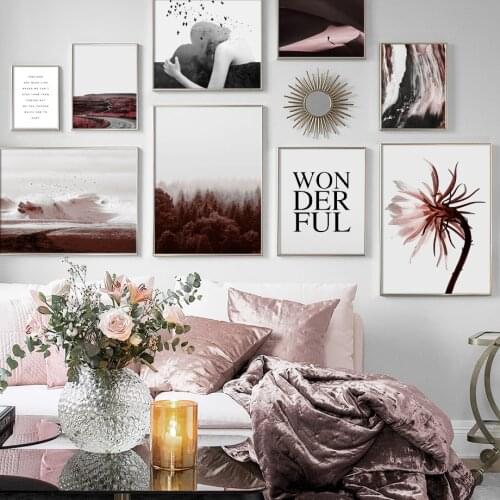 Wall Art Canvas Painting Flower Forest Mountain Abstract Girl Nordic Posters And Prints Landscape Wall Pictures For Living Room