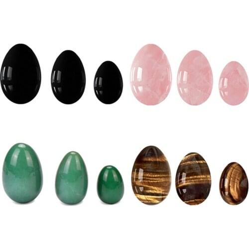 Undrilled Rose Quartz Yoni Egg Set Natural Crystal Jade Massager Stone Kegel Exercise Jade Ball Vaginal Tightening Massage Eggs