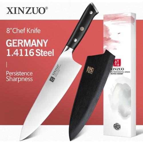 XINZUO 8.5'' in Chef Knife High Carbon German 1.4116 Steel Kitchen Knives Stainless Steel Professional Meat Knife Ebony Handle