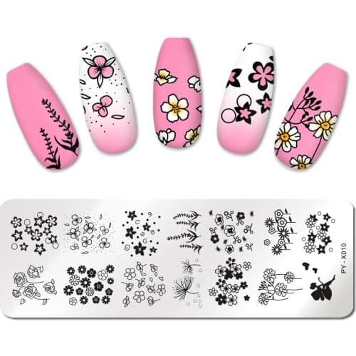 PICT YOU Stamping Plate Nail Picture Flowers Stamp Templates DIY Design Stainless Steel Stencil Tools Nail Art Plate
