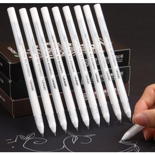 3 Pcs 0.8mm Creative White Ink Gel Pen Highlight Marker Pen Fine Tip for Student Stationery Drawing Art Writing School Supplies