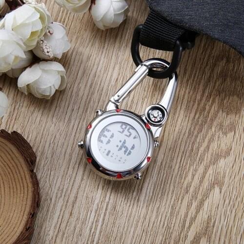 Alloy Mater Carabiner Digital Watch For Hikers Mountaineering Outdoor Backpack Clip On Carabiner Watch Luminous Sports Watches