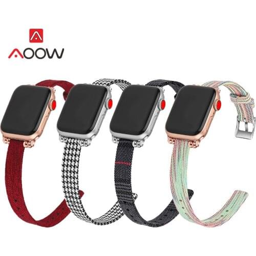 Slim Nylon Watchband for Apple Watch 4 38mm 42mm 40mm 44mm Shining Beads Women Fashion Bracelet Band Strap for iWatch 1 2 3