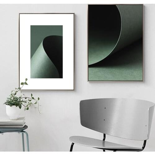 Green Theme Plant Leaf Canvas Poster Geometry Abstract Print Painting Living Room Nordic Decoration Decorative Picture Modern