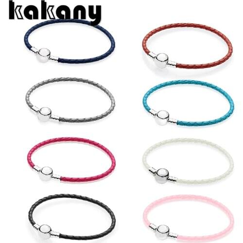 925 Sterling Silver Charming Round Buckle Head Basic Leather Hand Strap Classic Casual Women Suitable Gift Original