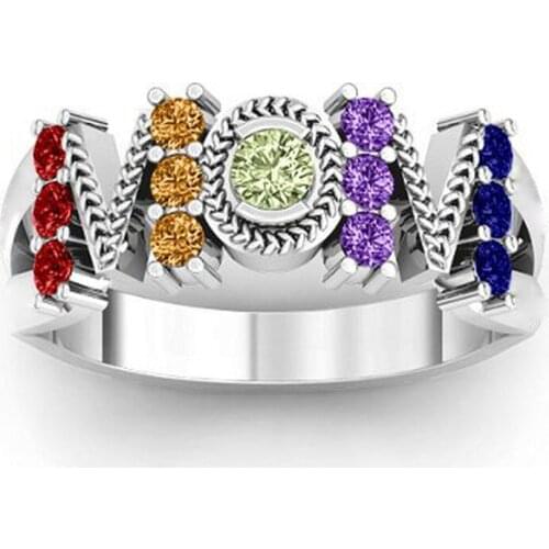 MOM Mothers Day Love Gift 2019 New S925 Sterling Silver Color Zircon Stone Rings for Women Fashion Wedding Engagement Jewelry