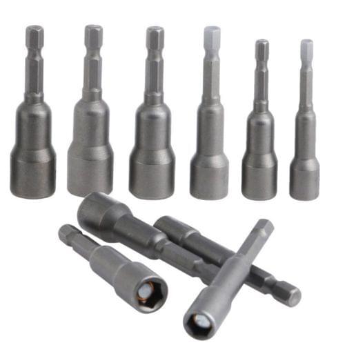 10Pcs/Set 6mm-15mm Hex Shank Magnetic Power Socket Nut Setters Driver Bit